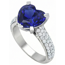 Afbeelding in Gallery-weergave laden, Hartvormige Blauwe Saffier uit de aarde gewonnen Diamanten Ring 5 Karaat Witgoud Sieraden
