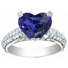 Afbeelding in Gallery-weergave laden, Hartvormige Blauwe Saffier uit de aarde gewonnen Diamanten Ring 5 Karaat Witgoud Sieraden
