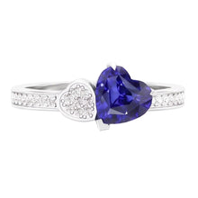 Afbeelding in Gallery-weergave laden, Hart blauwe saffier edelsteen ring 2,50 karaat Natuurlijke echte diamant ( niet in het laboratorium gekweekt )en wit goud
