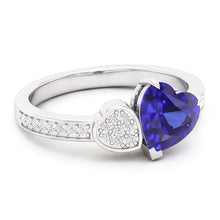 Afbeelding in Gallery-weergave laden, Hart blauwe saffier edelsteen ring 2,50 karaat Natuurlijke echte diamant ( niet in het laboratorium gekweekt )en wit goud
