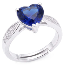 Afbeelding in Gallery-weergave laden, Hart blauwe saffier edelsteen ring met Natuurlijke echte diamant ( niet in het laboratorium gekweekt )en taps toelopende schacht 2 karaat
