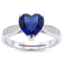 Afbeelding in Gallery-weergave laden, Hart blauwe saffier edelsteen ring met Natuurlijke echte diamant ( niet in het laboratorium gekweekt )en taps toelopende schacht 2 karaat
