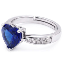 Afbeelding in Gallery-weergave laden, Hart blauwe saffier edelsteen ring met Natuurlijke echte diamant ( niet in het laboratorium gekweekt )en taps toelopende schacht 2 karaat
