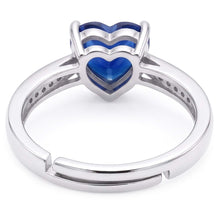 Afbeelding in Gallery-weergave laden, Hart blauwe saffier edelsteen ring met Natuurlijke echte diamant ( niet in het laboratorium gekweekt )en taps toelopende schacht 2 karaat
