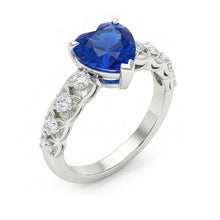 Afbeelding in Gallery-weergave laden, Hart edelsteen Sri Lankaanse saffier ring met accenten 2,50 karaat
