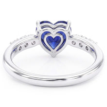 Afbeelding in Gallery-weergave laden, Hart edelsteen blauwe saffier Natuurlijke echte diamant ( niet in het laboratorium gekweekt )en ring 2 karaat goud 14K sieraden

