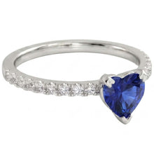 Afbeelding in Gallery-weergave laden, Hart en rond geslepen 2.30 ct blauwe saffier Natuurlijke echte diamanten ( niet in een laboratorium gekweekt ) ring wit goud 14k

