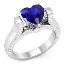 Afbeelding in Gallery-weergave laden, Hart geslepen edelsteen ring Sri Lankaanse saffier 4 karaat Natuurlijke echte diamant ( niet in het laboratorium gekweekt )en
