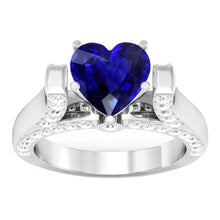 Afbeelding in Gallery-weergave laden, Hart geslepen edelsteen ring Sri Lankaanse saffier 4 karaat Natuurlijke echte diamant ( niet in het laboratorium gekweekt )en

