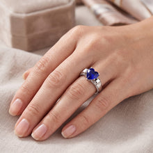 Afbeelding in Gallery-weergave laden, Hart geslepen edelsteen ring Sri Lankaanse saffier 4 karaat Natuurlijke echte diamant ( niet in het laboratorium gekweekt )en
