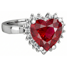 Afbeelding in Gallery-weergave laden, Hartgeslepen Rode Robijn IGI GECERTIFICEERDE en Diamanten Ring 7.50 Karaat Sieraden 14K Witgoud
