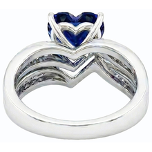 Afbeelding in Gallery-weergave laden, Hart geslepen saffier trouwring set &amp; kanaal set Natuurlijke echte diamant ( niet in het laboratorium gekweekt )en 3,50 karaat
