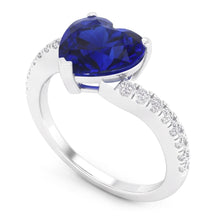Afbeelding in Gallery-weergave laden, Hart saffier Natuurlijke echte diamant ( niet in het laboratorium gekweekt )en jubileum ring 3,50 karaat gedraaide schacht goud
