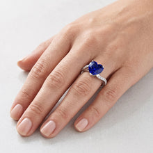Afbeelding in Gallery-weergave laden, Hart saffier Natuurlijke echte diamant ( niet in het laboratorium gekweekt )en jubileum ring 3,50 karaat gedraaide schacht goud
