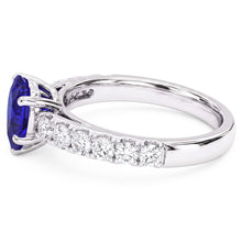 Afbeelding in Gallery-weergave laden, Hart saffier edelsteen ring &amp; dubbele pave Natuurlijke echte diamant ( niet in het laboratorium gekweekt ) accenten 3,50 karaat
