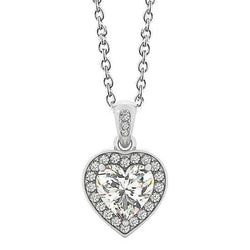 Hart En Rond Geslepen 2,65 Ct Echt Diamanten Hanger Ketting Wit Goud 14K