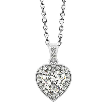 Hart En Rond Geslepen 2,65 Ct Echt Diamanten Hanger Ketting Wit Goud 14K