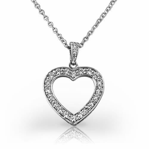 Hart Hanger Ketting 3 Ct Ronde Briljant Geslepen Echt Diamanten Wit Goud
