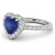 Afbeelding in Gallery-weergave laden, Hartvorm Ceylon Sapphire Diamanten Trouwring 3.90 Ct Goud 14K

