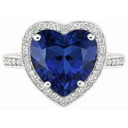 Hartvormige Sri Lanka Blauwe Saffier & Natuurlijke uit de aarde gewonnen Diamanten Ring 7.76 Karaat WG 14K