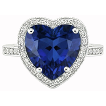 Afbeelding in Gallery-weergave laden, Hartvormige Sri Lanka Blauwe Saffier &amp; Natuurlijke uit de aarde gewonnen Diamanten Ring 7.76 Karaat WG 14K
