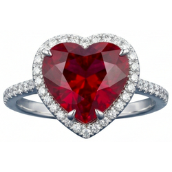 Hartvormige robijn en accenten Natuurlijke echte diamanten ( niet in een laboratorium gekweekt ) ring wit goud 14K 5.35 Ct