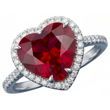 Afbeelding in Gallery-weergave laden, Hartvormige robijn en accenten Natuurlijke echte diamanten ( niet in een laboratorium gekweekt ) ring wit goud 14K 5.35 Ct
