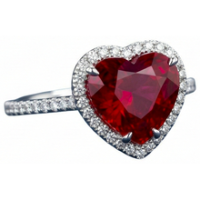 Afbeelding in Gallery-weergave laden, Hartvormige robijn en accenten Natuurlijke echte diamanten ( niet in een laboratorium gekweekt ) ring wit goud 14K 5.35 Ct
