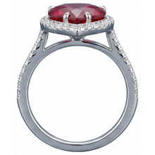 Afbeelding in Gallery-weergave laden, Hartvormige robijn en accenten Natuurlijke echte diamanten ( niet in een laboratorium gekweekt ) ring wit goud 14K 5.35 Ct
