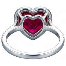 Afbeelding in Gallery-weergave laden, Hartvormige robijn en accenten Natuurlijke echte diamanten ( niet in een laboratorium gekweekt ) ring wit goud 14K 5.35 Ct
