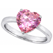 Afbeelding in Gallery-weergave laden, Heart Cut Solitaire 3 karaats roze saffier ring 14K wit goud Nieuw
