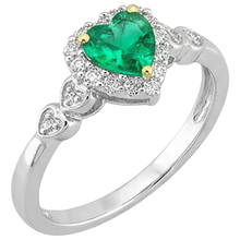 Afbeelding in Gallery-weergave laden, Colombiaanse Smaragd Hartvorm Edelsteen Ring in Bicolor 14K Goud – zijaanzicht
