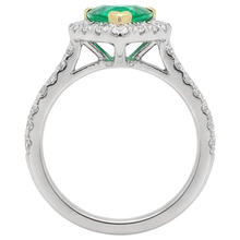 Afbeelding in Gallery-weergave laden, Hartvorm Fijne Smaragd ring in Bicolor 14K Goud – bovenaanzicht
