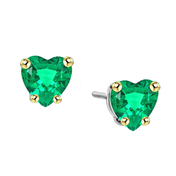 Fijne Smaragd Hartvorm Gemstone Earring 3 karaat – Tweekleurig