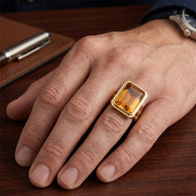 Afbeelding in Gallery-weergave laden, Heren Edelsteen Ring 14K Geelgoud met Citrien – 7 karaat
