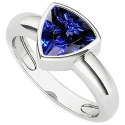 Heren Edelsteen Ring Solitaire Triljoen Bezel Set Ceylon Sapphire 3 Ct