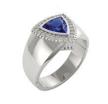 Afbeelding in Gallery-weergave laden, Heren Ring Ceylon Saffier Diamanten Sieraden Biljoen Bezel Set 2.50 Karaat
