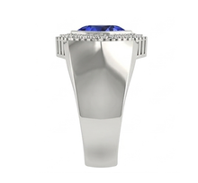 Afbeelding in Gallery-weergave laden, Heren Ring Ceylon Saffier Diamanten Sieraden Biljoen Bezel Set 2.50 Karaat
