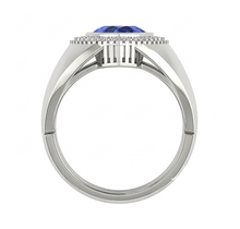 Afbeelding in Gallery-weergave laden, Heren Ring Ceylon Saffier Diamanten Sieraden Biljoen Bezel Set 2.50 Karaat
