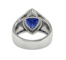 Afbeelding in Gallery-weergave laden, Heren Ring Ceylon Saffier Diamanten Sieraden Biljoen Bezel Set 2.50 Karaat
