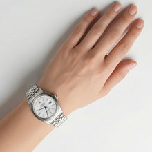 Afbeelding in Gallery-weergave laden, Heren Rolex Datumjust horloge zilveren wijzerplaat gecanneleerde rand roestvrijstalen armband
