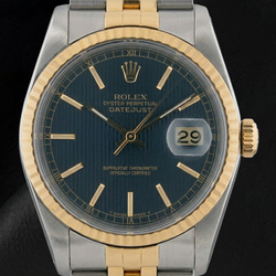 Heren Rolex Roestvrij Staal & Goud Horloge Blauwe Wijzerplaat SNELLE INSTELLING