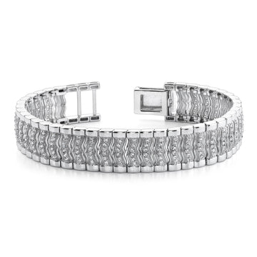 Heren 14K Witgouden Ronde Geslepen Echt Diamanten Armband Van 12,50 Karaat