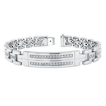 Heren Ronde Echt Diamanten Armband Massief Wit Goud Fijne Sieraden 5 Karaat