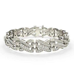 Heren Schakelarmband Rond Geslepen 10.70 Karaat Natuurlijke uit de aarde gewonnen Diamanten Witgoud 14K