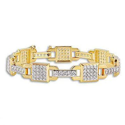 Heren Schakelarmband Kleine Ronde Slijpvorm 6.70 Karaat Echte Natuurlijke uit de aarde gewonnen Diamanten 14K GG