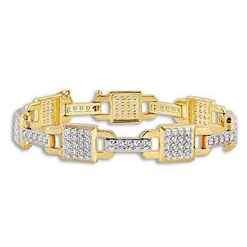 Heren Schakelarmband Klein Rond Geslepen 6,70 karaat Echt Diamanten 14K YG