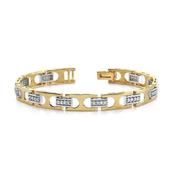 Heren Tweekleurige Gouden 14K Echt Diamanten Armband 2,20 Karaat Fijne Sieraden