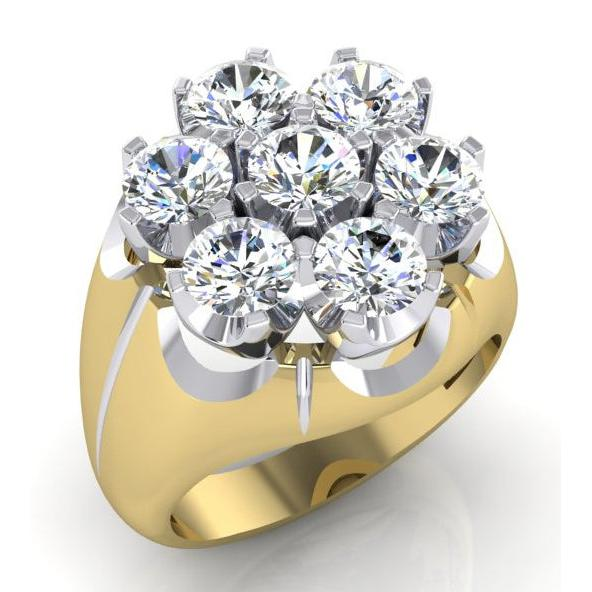 Heren Cluster Diamant Ring Lab Gegroeid Twee Kleurige Sieraden Voor Heren