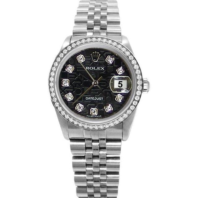 Heren Rolex Dateumjust Horloge Roestvrij staal Zwart Jubileum diamanten wijzerplaat snel ingesteld

